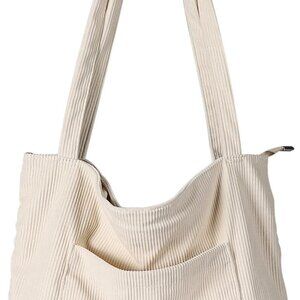 Women Corduroy Tote Bag Large Capacity Casual Work Shoulder Hobo Bag